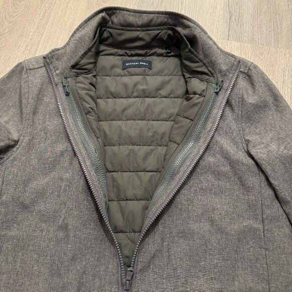Zachary Prell Men's XL Gray Oxford 3-in-1 Jacket Quilted Removable Vest - Picture 2 of 5